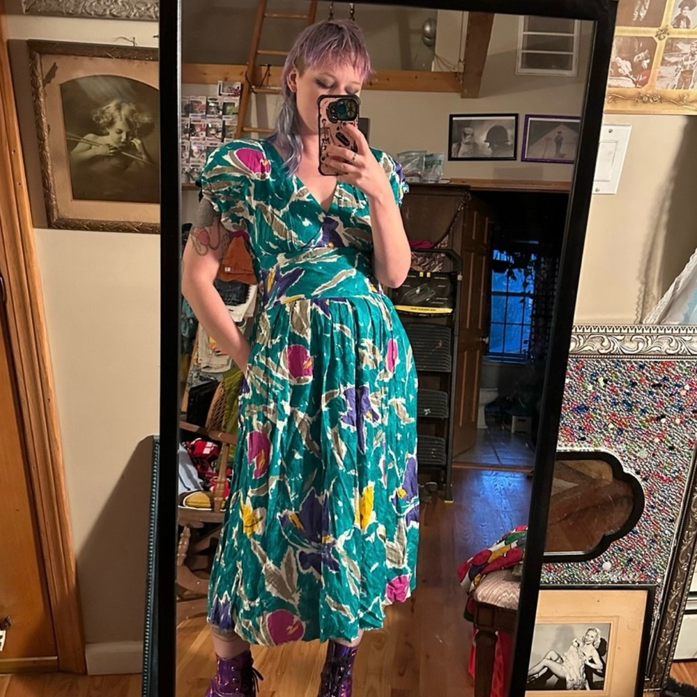 Vintage Floral Print Dress